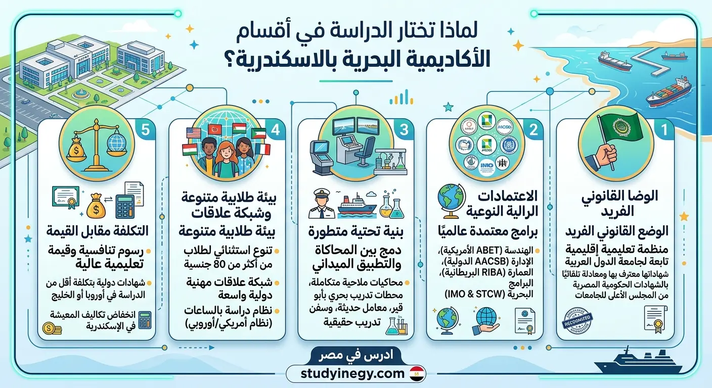 أقسام الأكاديمية البحرية بالاسكندرية